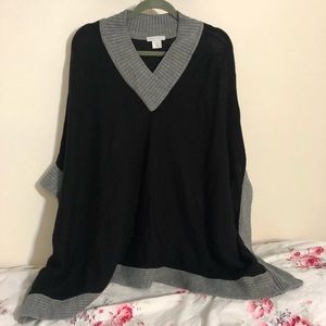 Classy Gray Trimmed Poncho